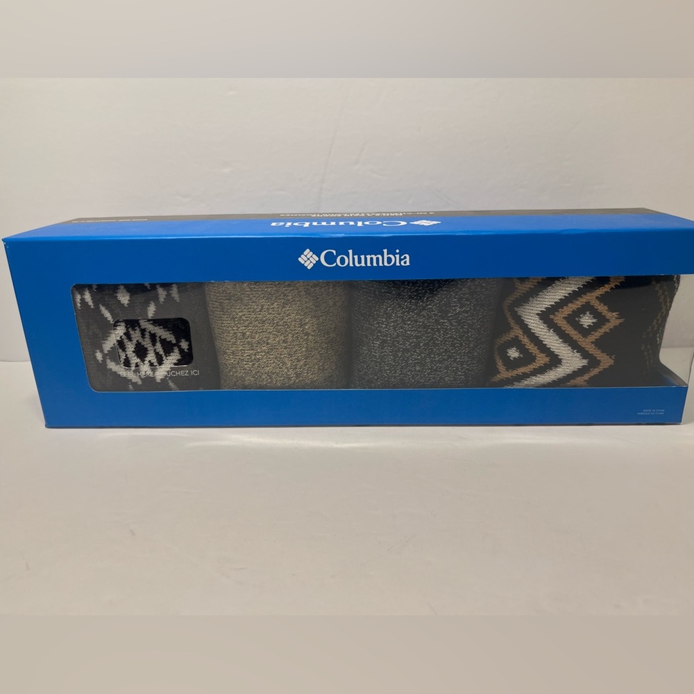 Columbia Men's 4 Pair Socks Gift Set Box shoe size 6-12 Cotton Blend NEW